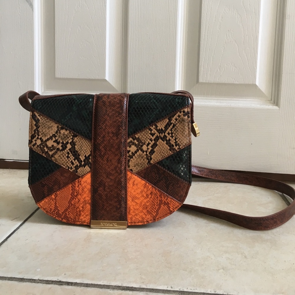 Topshop snake print cross body bag