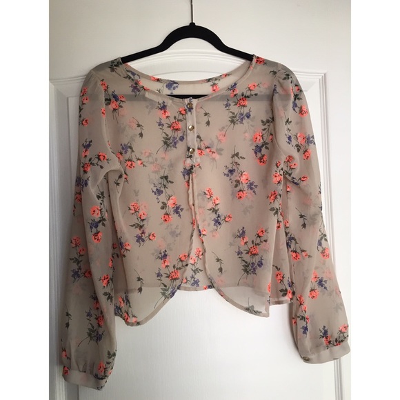 Lush Tops - LUSH Sheer crop blouse