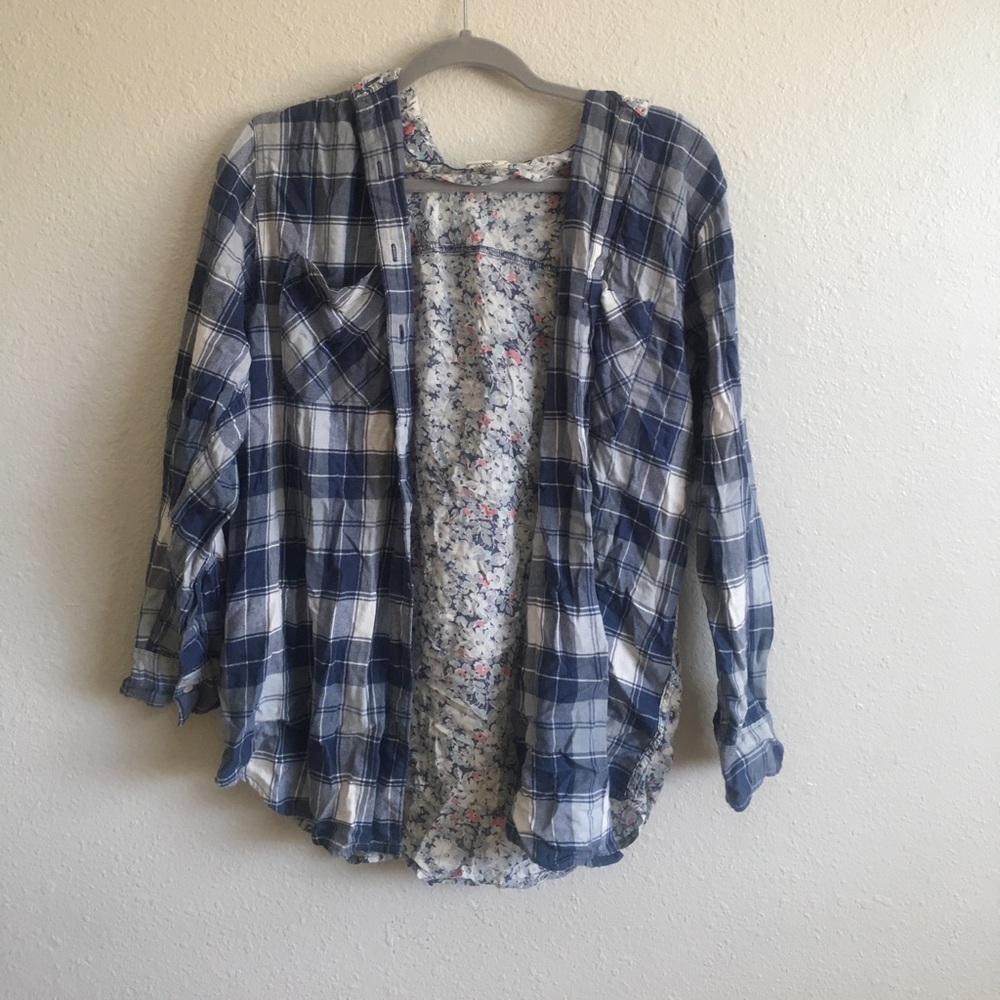 Blue flannel with flowers