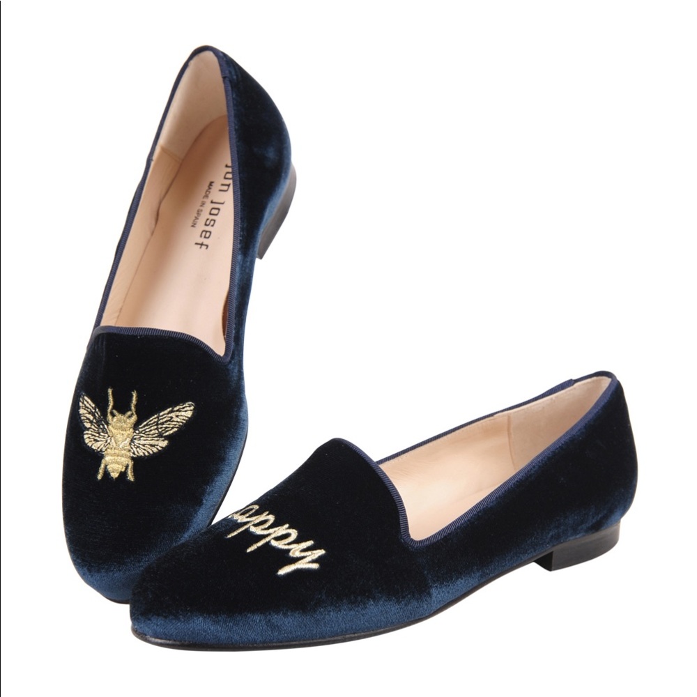 Gatsby Bee Happy Smoking Loafers - Blue Velvet
