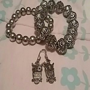 Owl earrings and bracelets