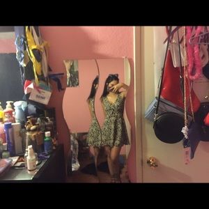 V neck black and white dress