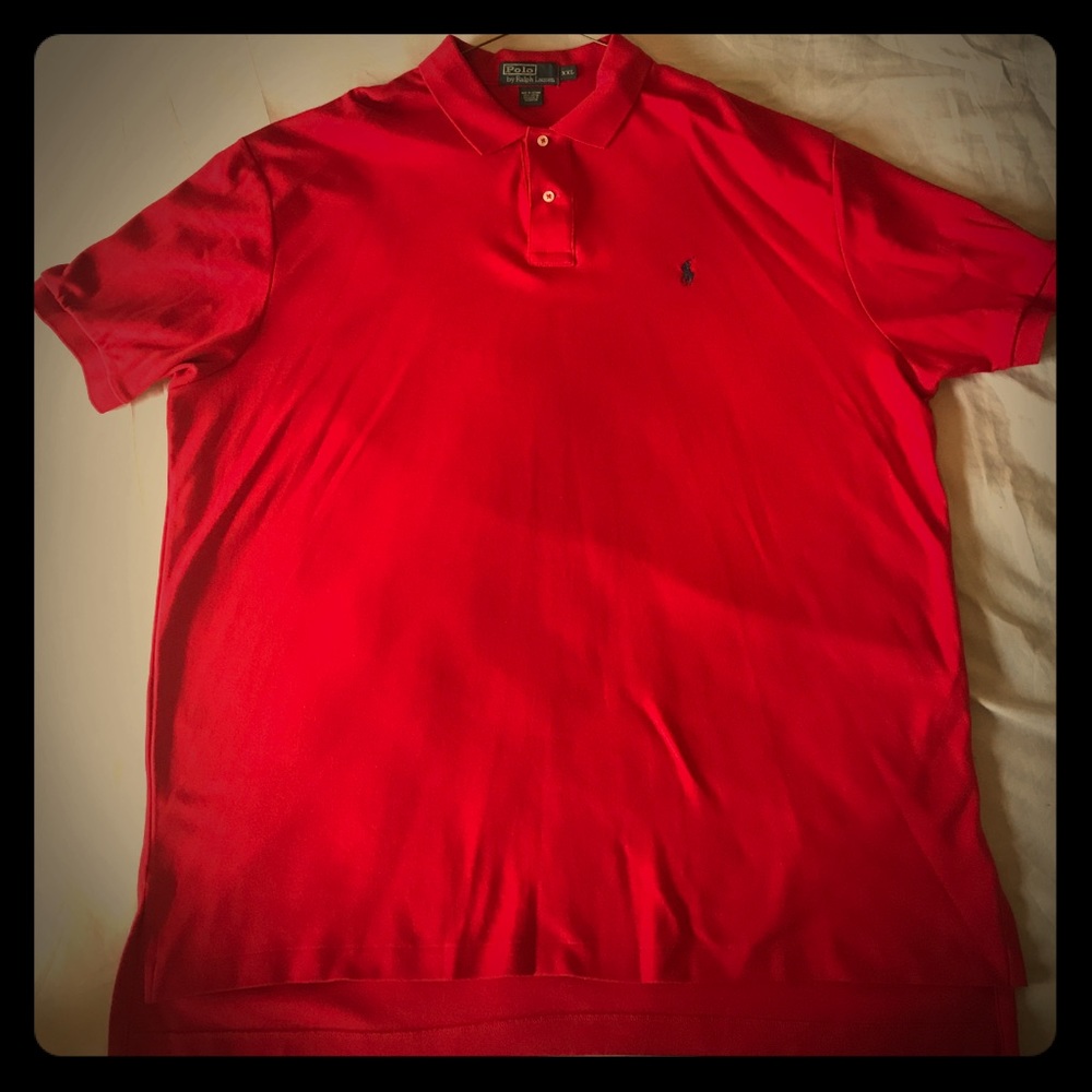 XXL Red Polo collar shirt, navy blue horse