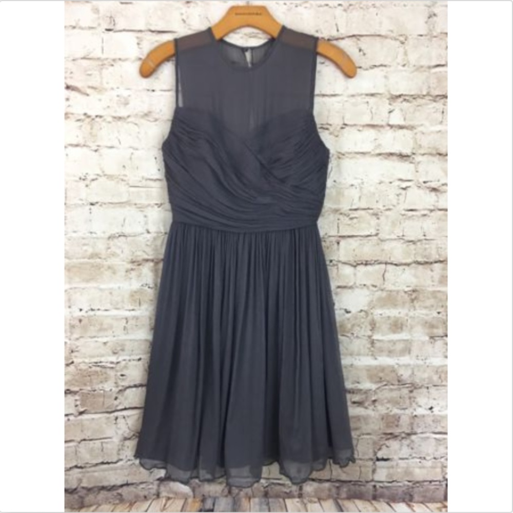 J Crew Silk Chiffon Clara Dress Charcoal Size 0