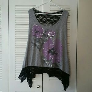 Grey tank with lace