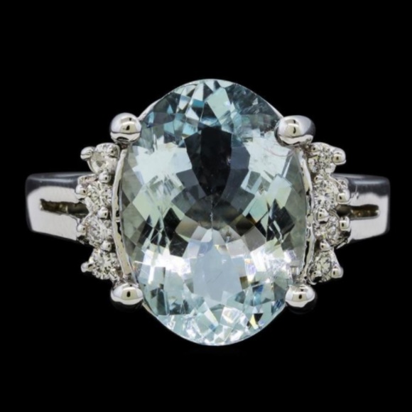 Aquamarine and Diamond Ring