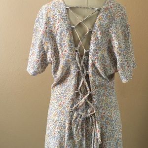 Vtg Country Baby Blue Liberty Floral Maxi Dress - image 1