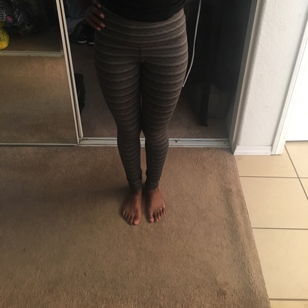 stripped army green leggings