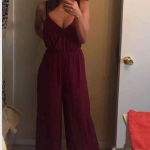 Dark red jump suit