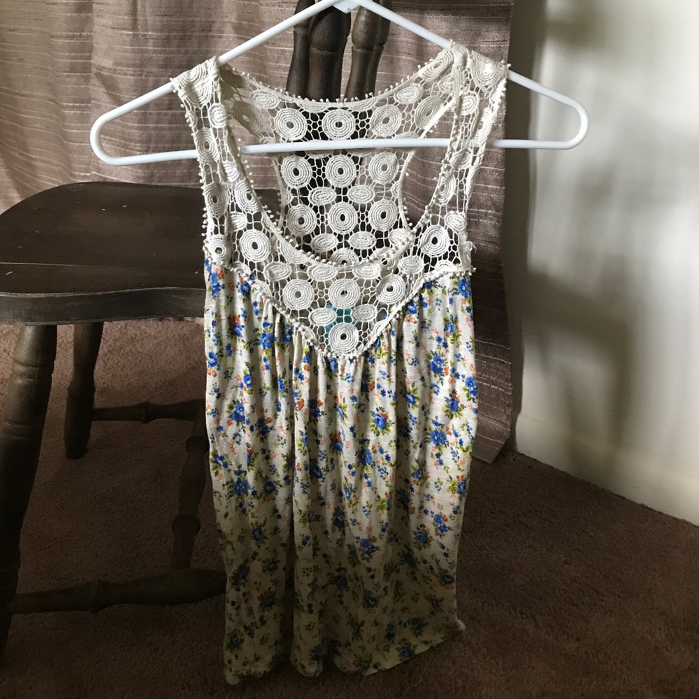 Women's Cream Floral Tank