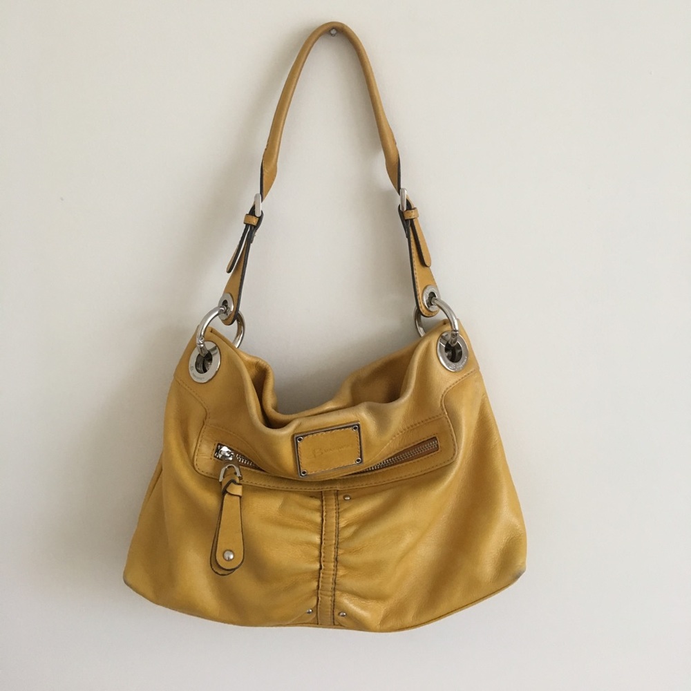 B Makowsky Mustard Yellow Hobo Purse