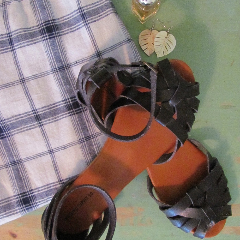 Classy Black Ankle Wrap Sandals