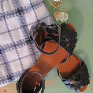 Classy Black Ankle Wrap Sandals