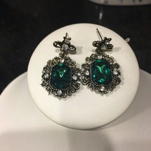 Emerald accent earrings green