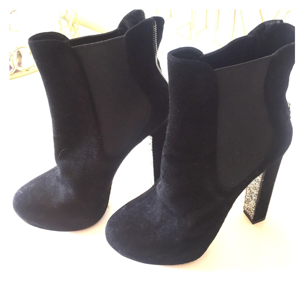 Miu Miu glitter bottom black booties