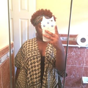 tribal black and tan kimono.