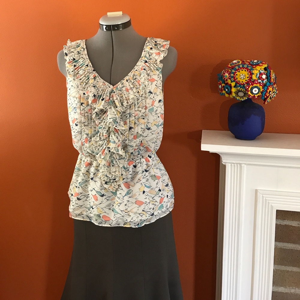 Put a bird on it ruffle blouse