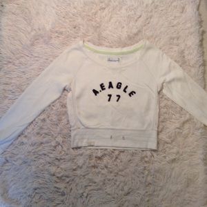 WHITE FLEECE SWEATSHIRT AMERICAN EAGLE