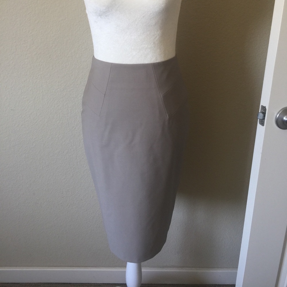 Ann Taylor Wool Blend Pencil Skirt-00.Lined. Beige