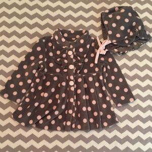 Grey 3-6 Month coat with matching bonnet