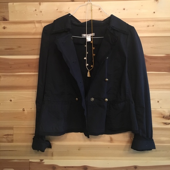 LOFT Sz 12 Navy Blue jacket / blazer 💐 - Picture 1 of 2
