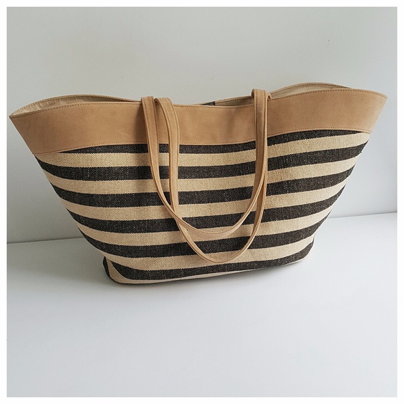LARGE STRIPED BEACH TOTE with Tassels - Picture 4 of 8