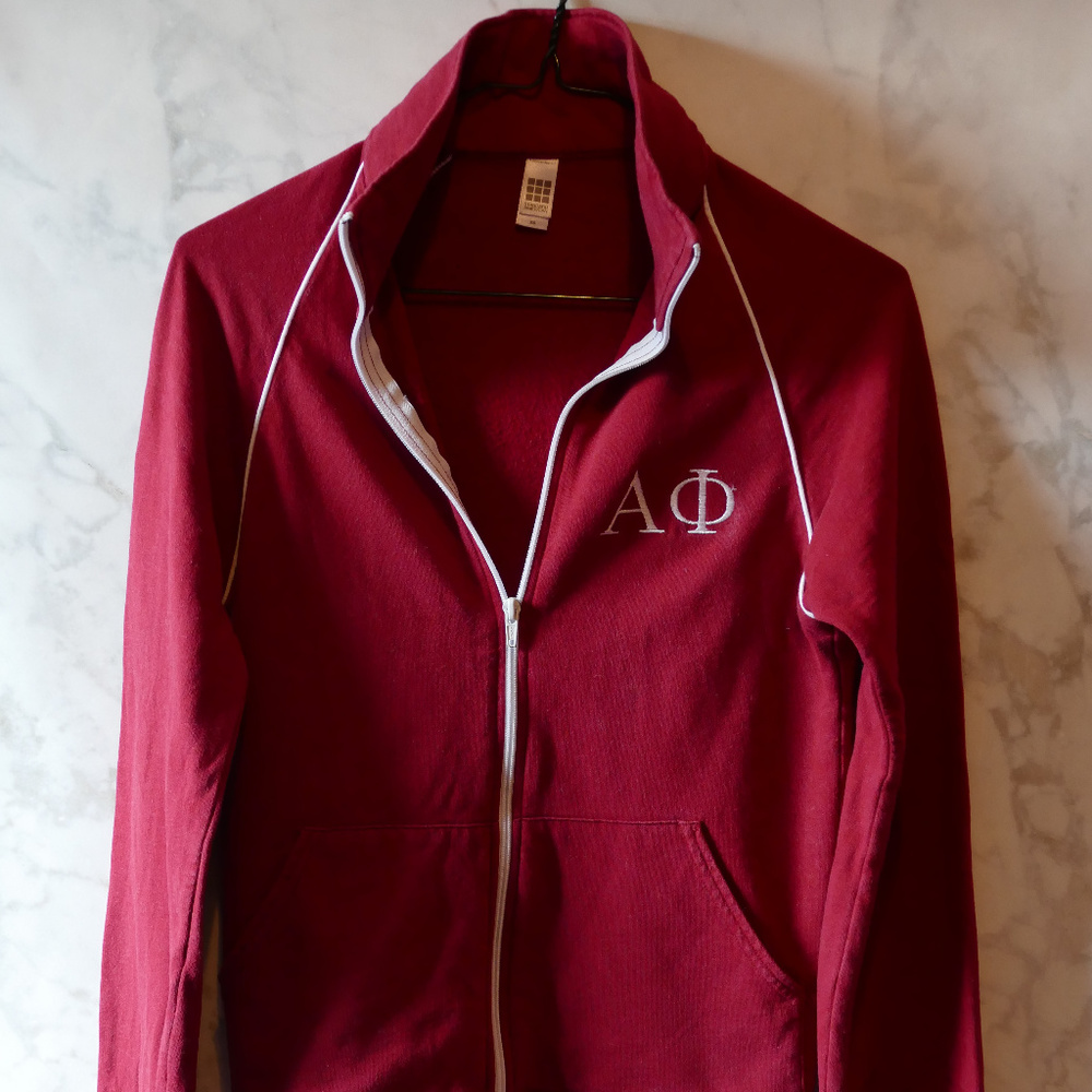 Alpha Phi Dark Red Zip Up Track Jacket