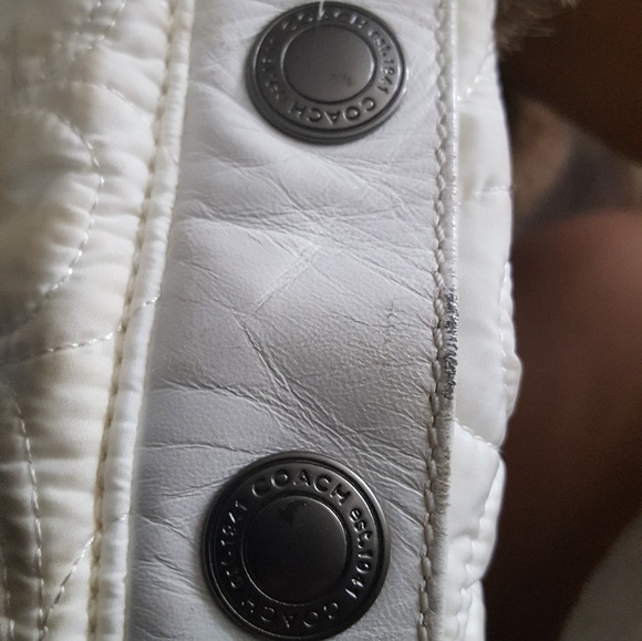 Coach | Bags | White Coach Nylon Rabbit Fur Purse | Poshmark