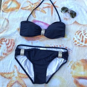 Michael Kors Bikini Navy Blue Halter/Strapless