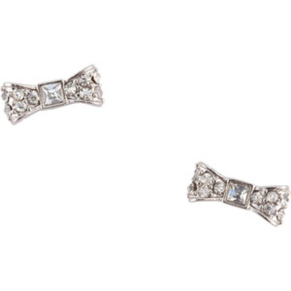 kate spade ♠️silver bows with pave stones earrings