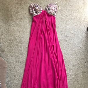 Strapless embellished prom dress