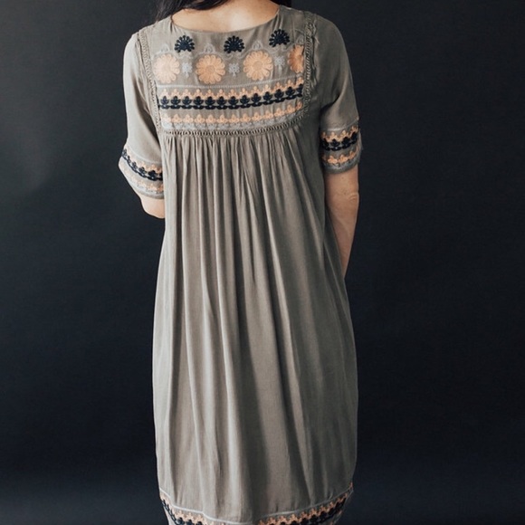 Last One Embroidered midi dress - olive - Picture 3 of 4