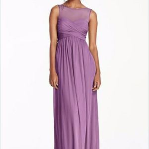 David's Bridal Long Mesh Dress Illusion Neckline