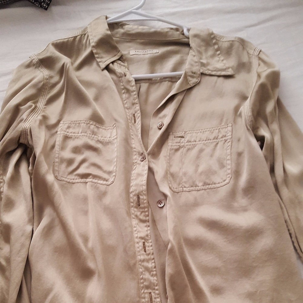 Two gold shirts - Equipment and J. Crew