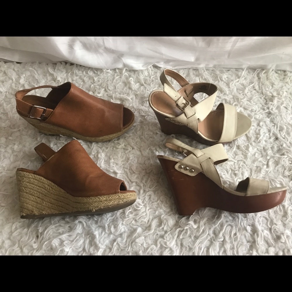 Shoes bundle wedges brown tan leather