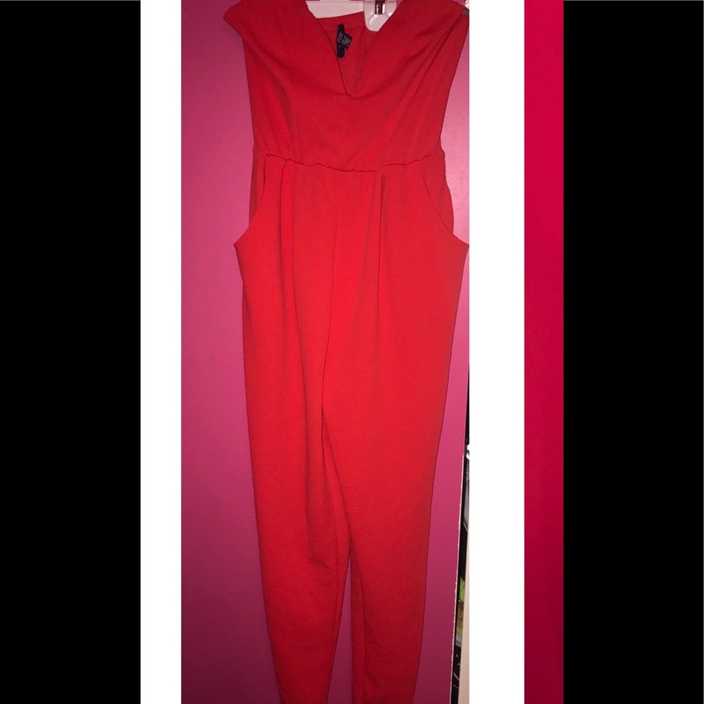 Orange Deep V Jumpsuit