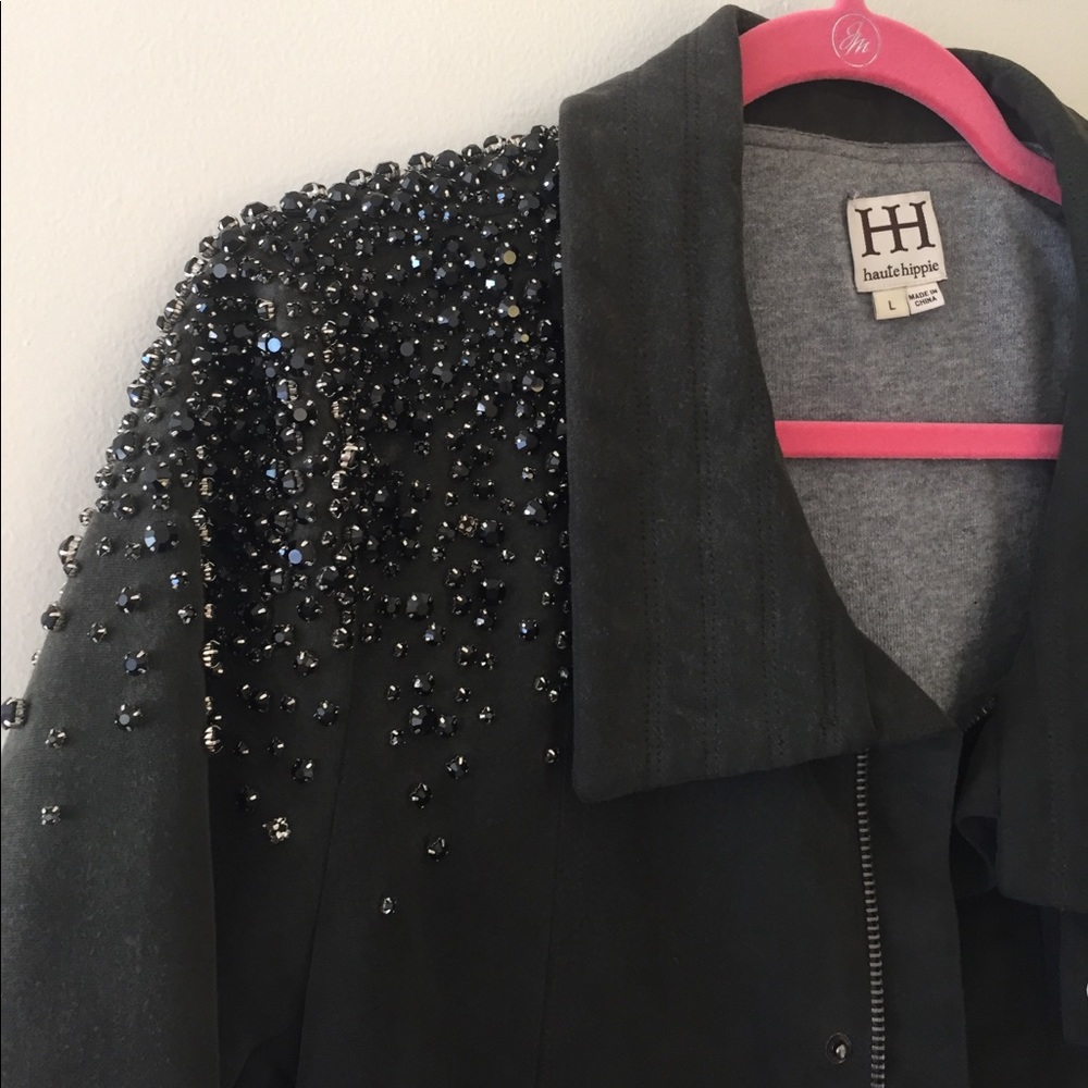 Haute Hippie oversized boyfriend embellished coat