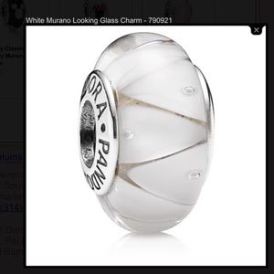 Pandora white looking glass Murano charm