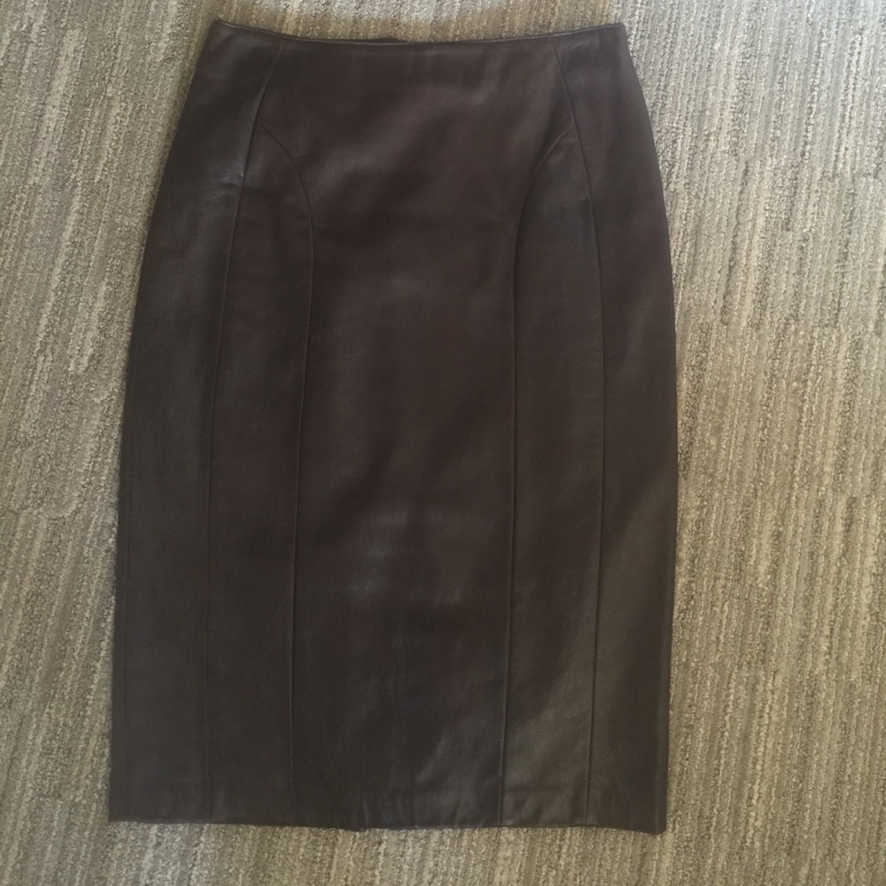 Danier Leather Pencil Skirt - 2. Lined. Brown