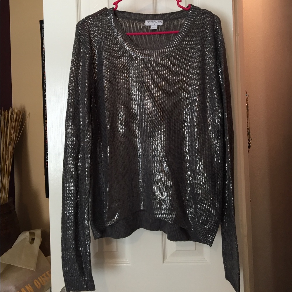 Cotton On Silver Metallic Knit Sweater