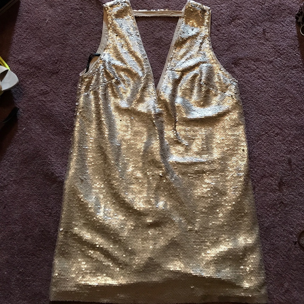 Gold Sequined Mini Dress