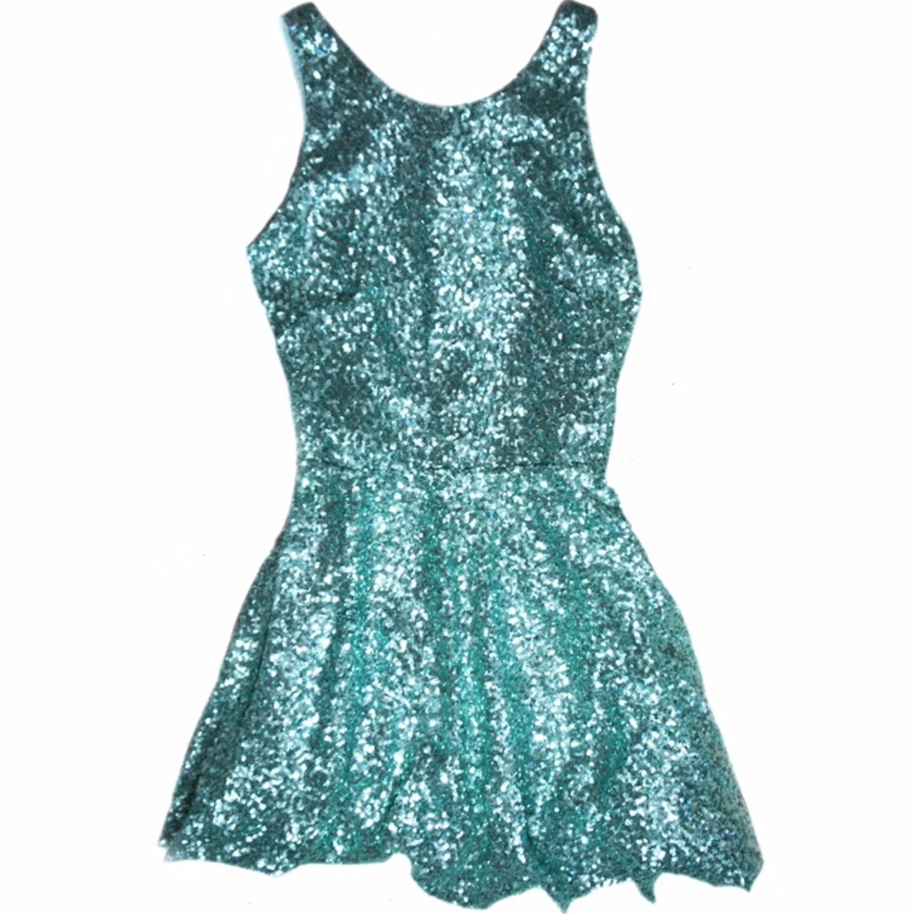 TNFC London Flowy open back mint sequin dress
