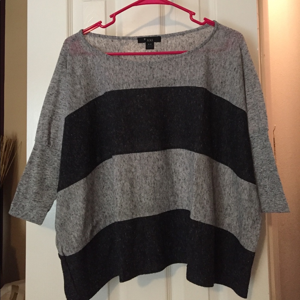 Forever 21 Polyester Elbow Length Warm Striped Top