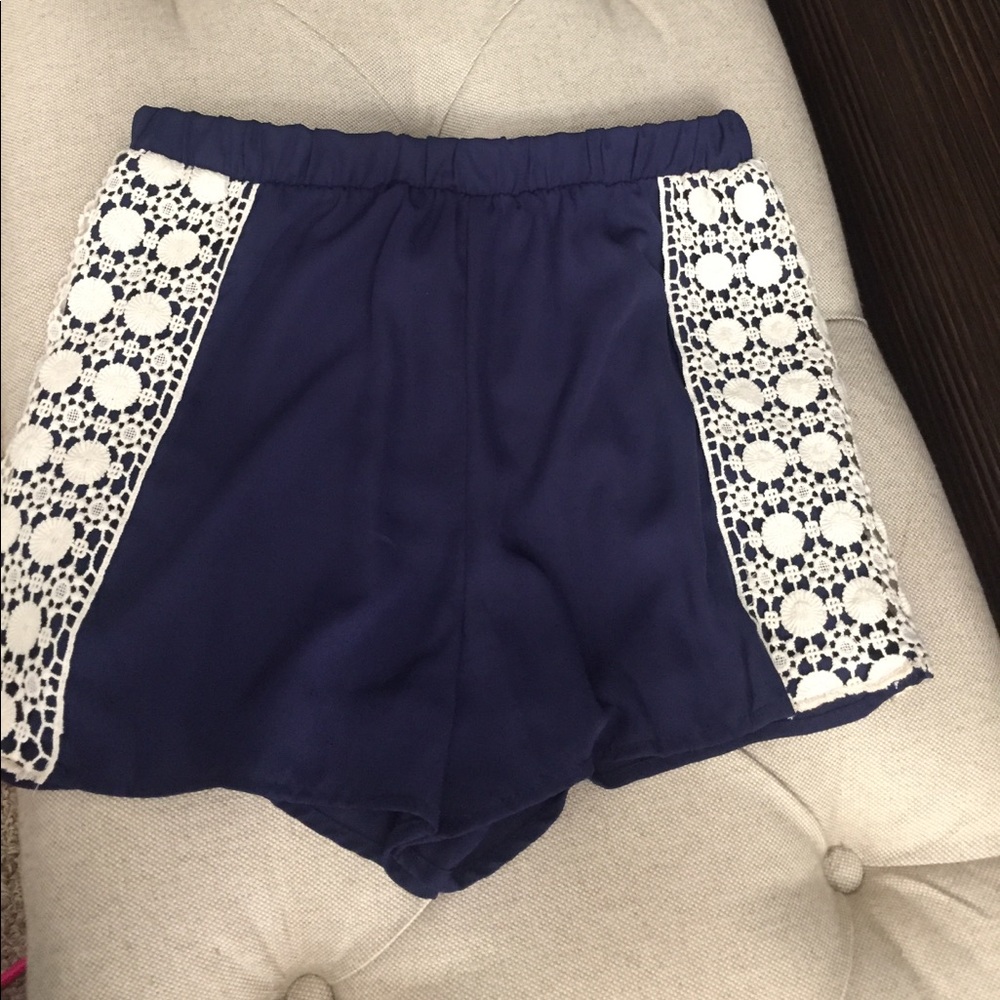 Navy blue shorts with lace