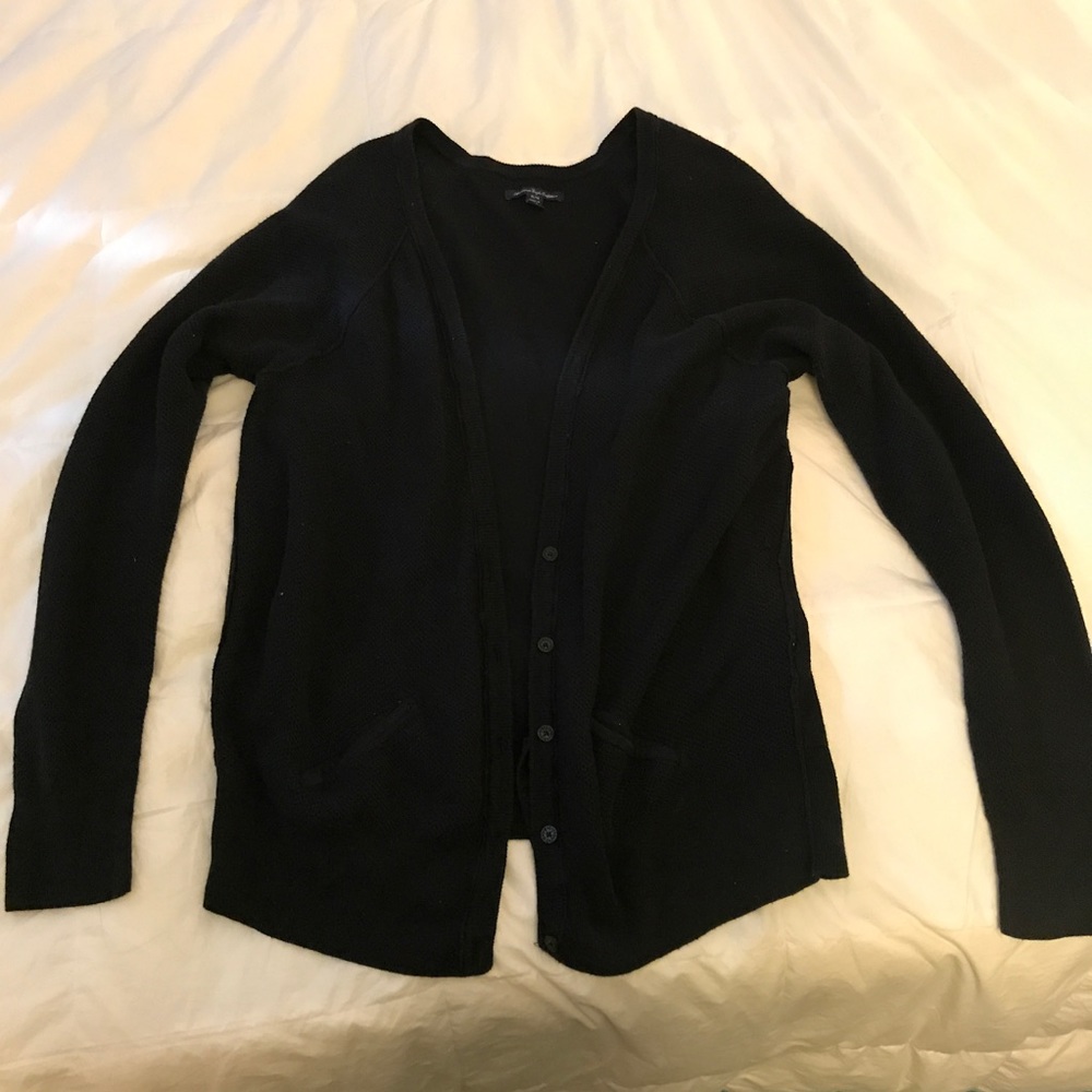 AEO black waffle cardigan