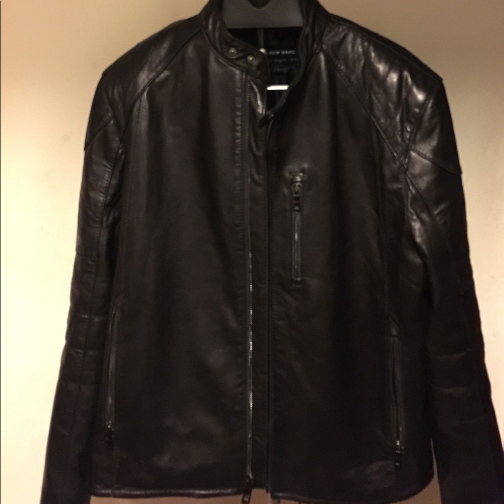 Andrew Marc Leather Motorcycle Jacket Size L