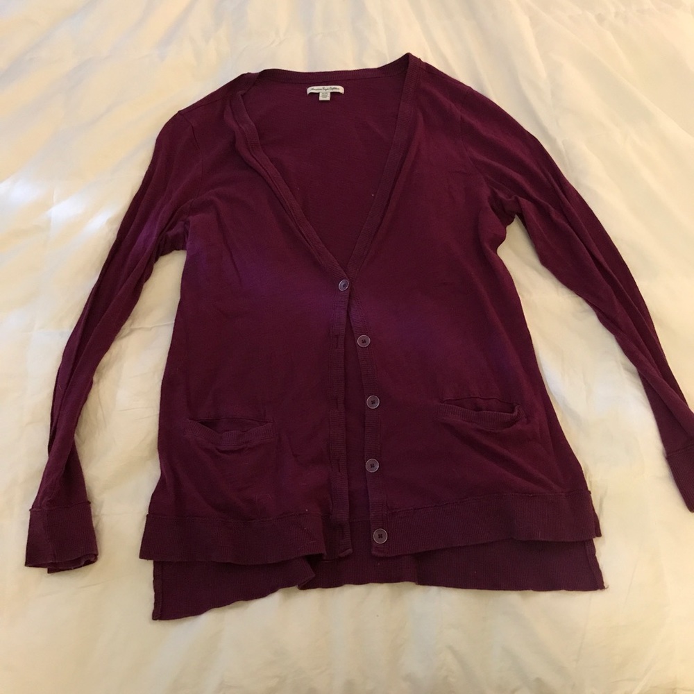 AEO purple cardigan