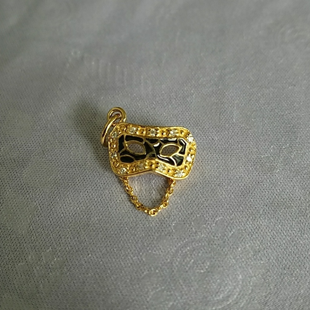 Gold plated 925 SS CZ Masquerade Mask Charm