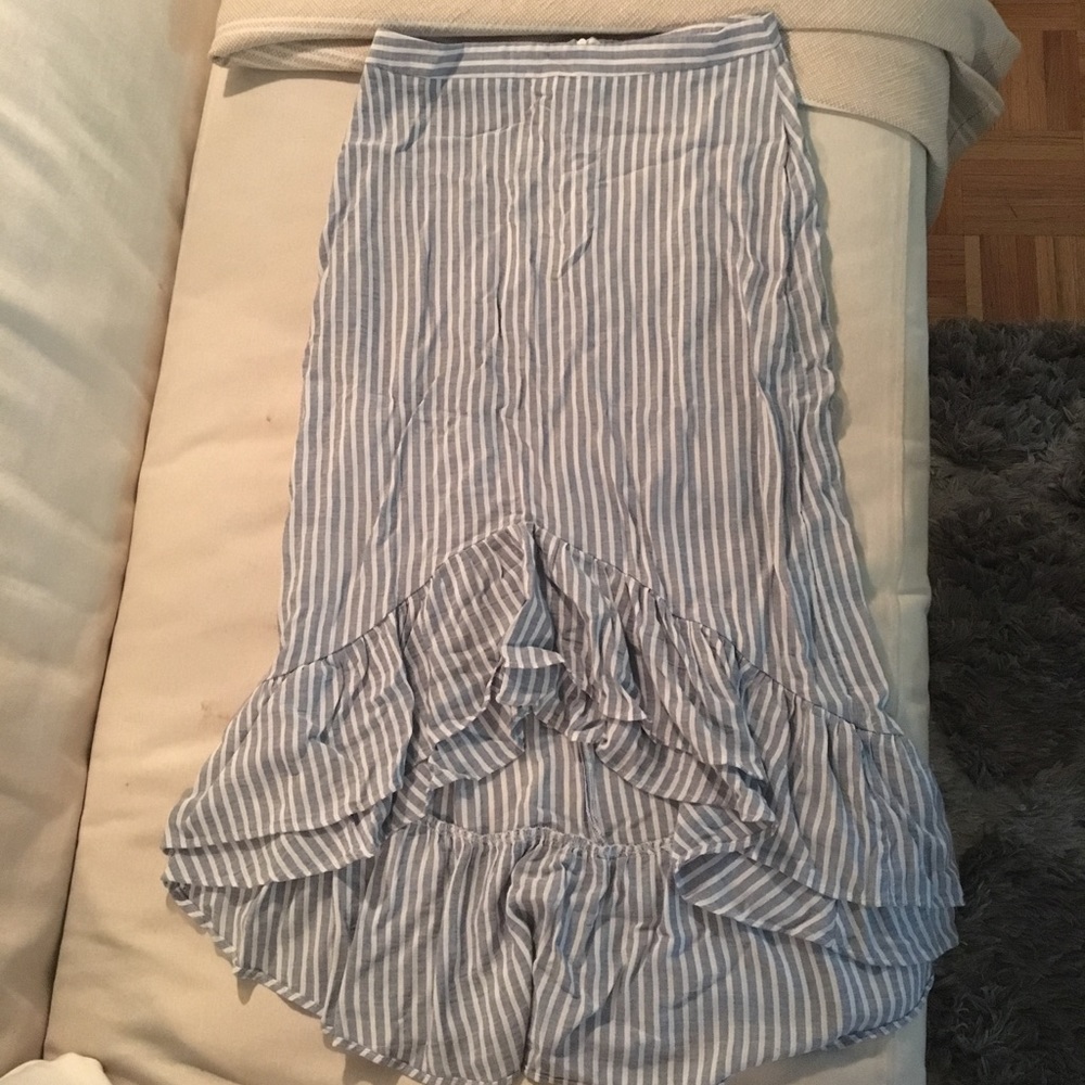 striped midi high low berksha skirt