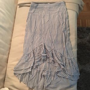 striped midi high low berksha skirt